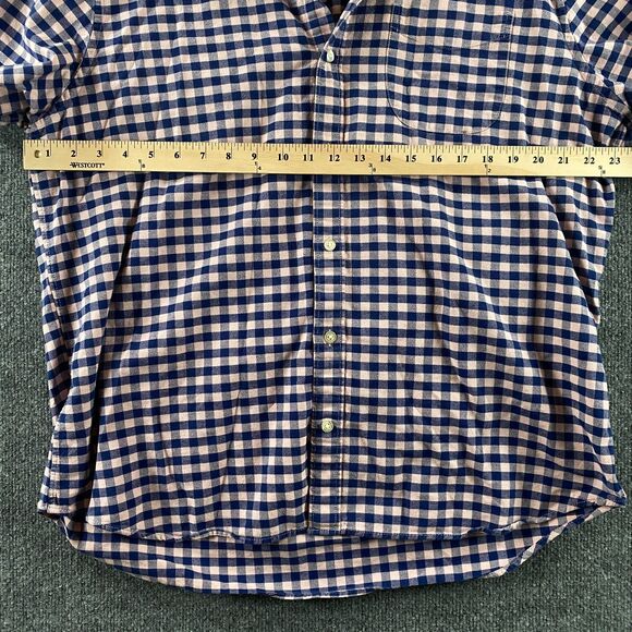 GAP Standard Fit Stretch Button Up Short Sleeve Pink Blue Mens Size XL - Picture 3 of 7